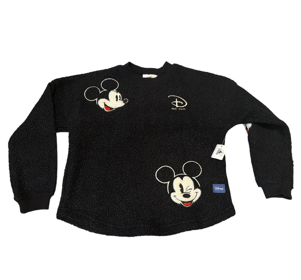 NWT Disney Parks Mickey Mouse Black Sherpa Spirit Jersey Youth Kids M 7/8